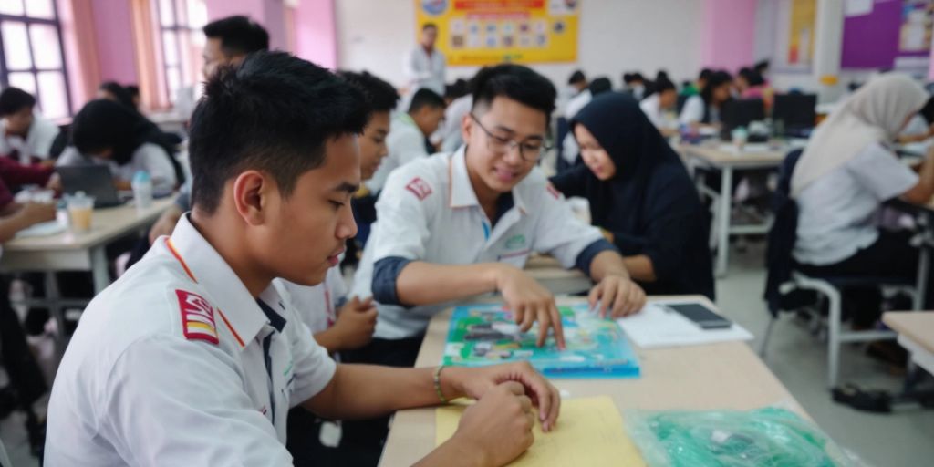 Siswa SMK 3 Nganjuk belajar dengan semangat bersama.