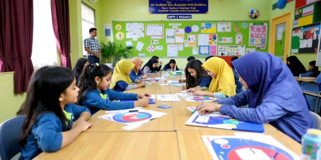 Kelas aktif di SMPN 3 Nganjuk dengan siswa belajar.