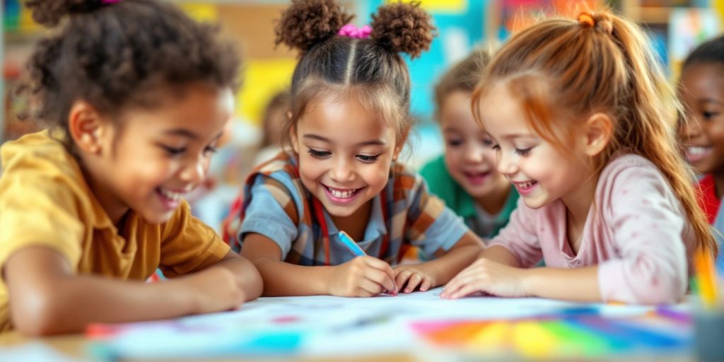 Gambar kelas dengan siswa aktif dan bersemangat belajar.